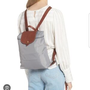 Vintage LONGCHAMP LE PLIAGE Grey Backpack Women’s Foldable Travel Friendly